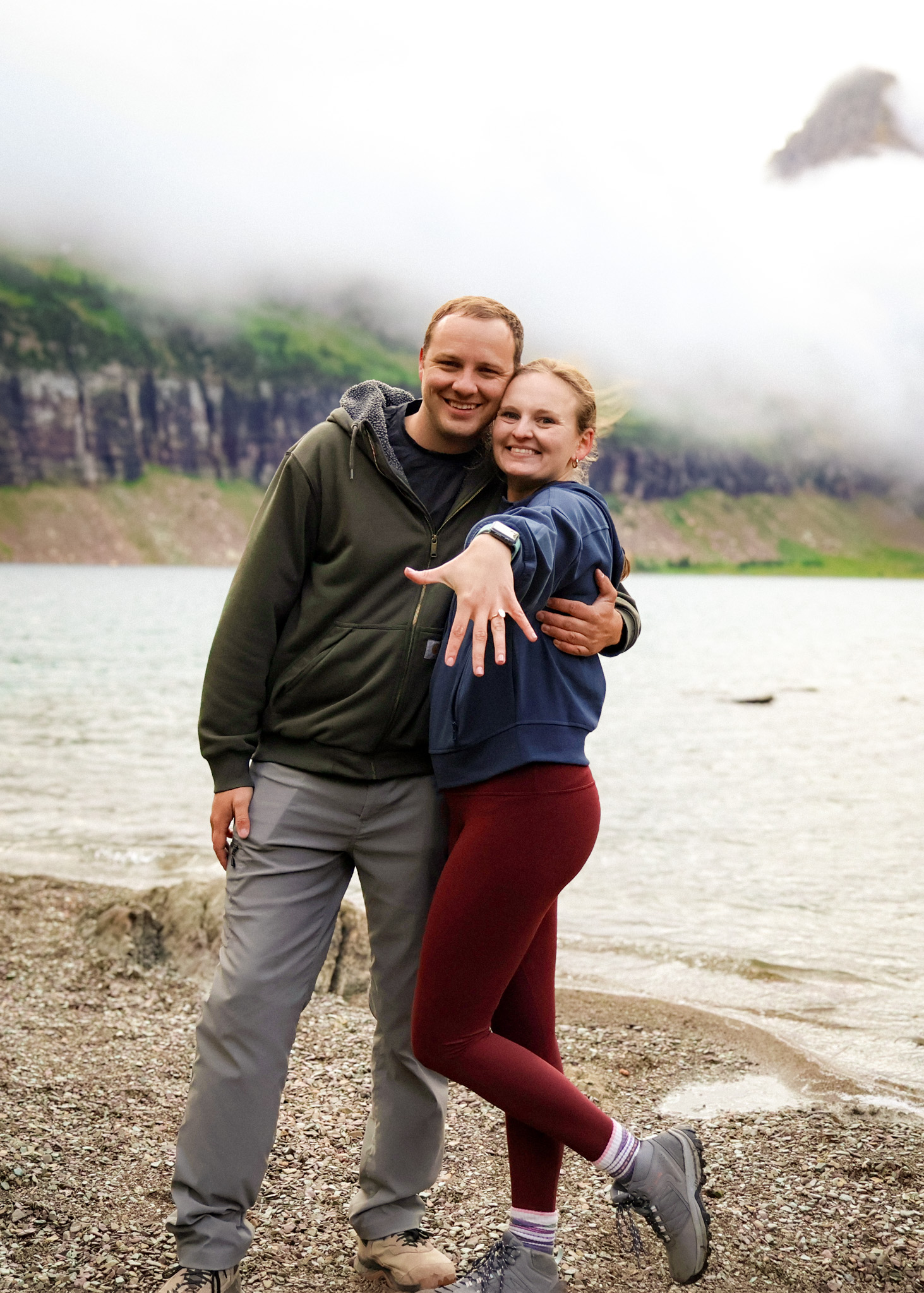 Sam and Amanda showing the ring